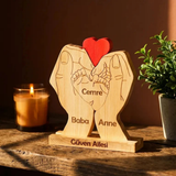 Avuç İçi Kişiye Özel Ahşap Aile Puzzle'ı 1 Çocuklu