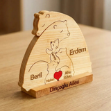 Ayıcık Figürlü Kişiye Özel Ahşap Aile Puzzle'ı 3 Çocuklu