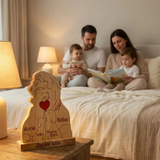 Aslan Figürlü Kişiye Özel Ahşap Aile Puzzle'ı 2 Çocuklu