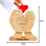 Avuç İçi Kişiye Özel Ahşap Aile Puzzle'ı 1 Çocuklu