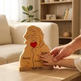 Aslan Figürlü Kişiye Özel Ahşap Aile Puzzle'ı 1 Çocuklu