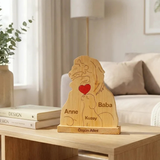 Aslan Figürlü Kişiye Özel Ahşap Aile Puzzle'ı 1 Çocuklu